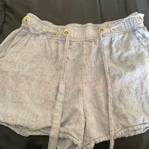 Blue striped cotton shorts